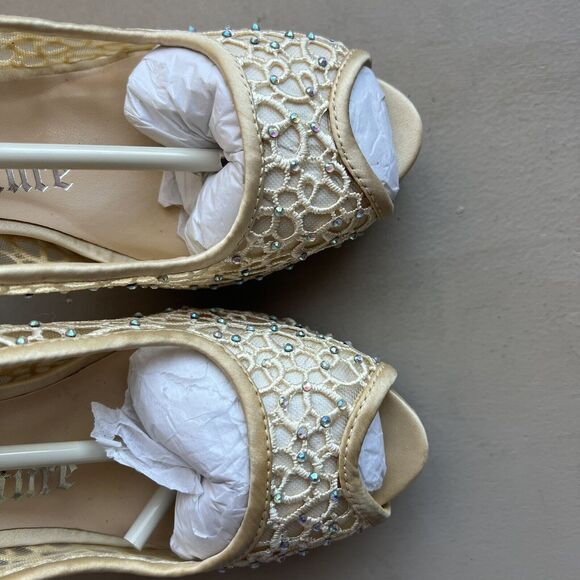 Lady Couture Ivy Peep Toe Gold Lace Mesh Stiletto Heels NIB Women’s EU 40 US 9 - Picture 9 of 16